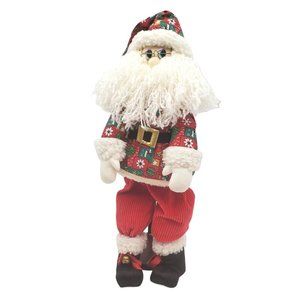 Santa 1998 Joelson Industries Plush Christmas Holiday Home Decor VTG Calico Yarn